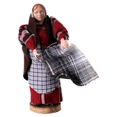 Woman watching with rug for 12-14 cm nativity scene plastic terracotta 1