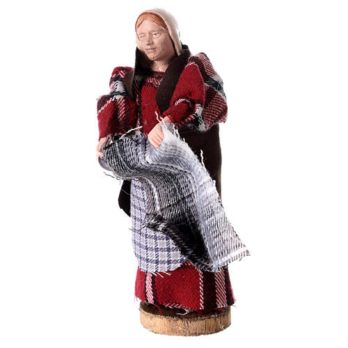 Woman watching with rug for 12-14 cm nativity scene plastic terracotta 2
