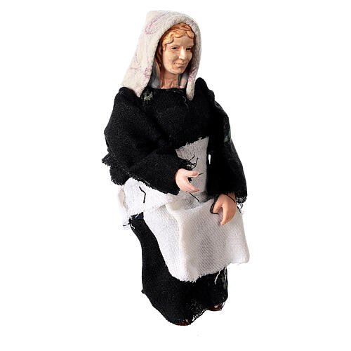 Frau sitzend aus Terrakotta und Kunststoff für Krippe, 12 cm 3