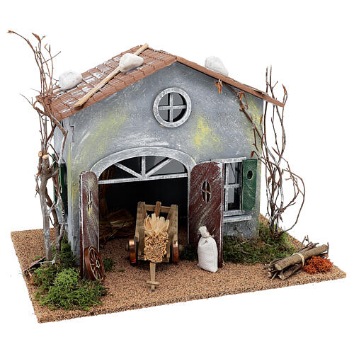 Stable with Moranduzzo Nativity Scene in 800 year style, 10 cm characters, 30x40x30 cm 9