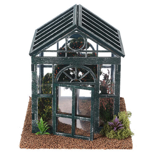 Greenhouse with plant and flowers for Nativity Scene with 8 cm characters 15x15x20 cm 1