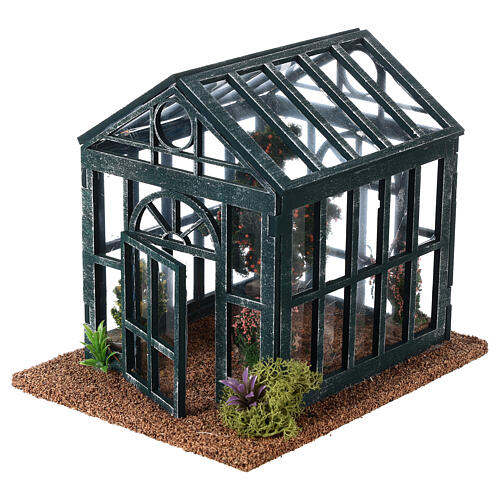Greenhouse with plant and flowers for Nativity Scene with 8 cm characters 15x15x20 cm 2