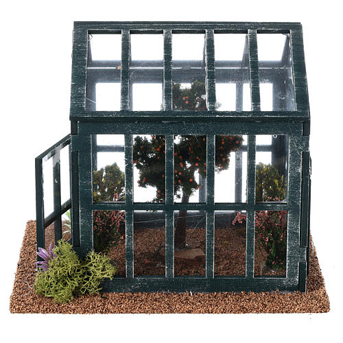 Greenhouse with plant and flowers for Nativity Scene with 8 cm characters 15x15x20 cm 3