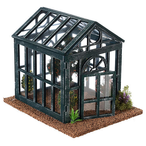 Greenhouse with plant and flowers for Nativity Scene with 8 cm characters 15x15x20 cm 4