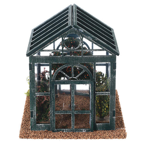 Greenhouse with plant and flowers for Nativity Scene with 8 cm characters 15x15x20 cm 5