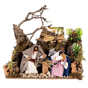 Animated Holy Family statue for 8 cm nativity 20x15x15 cm