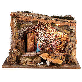 Stable with Holy Family for Nativity Scene with 10 cm characters 50x25x35 cm