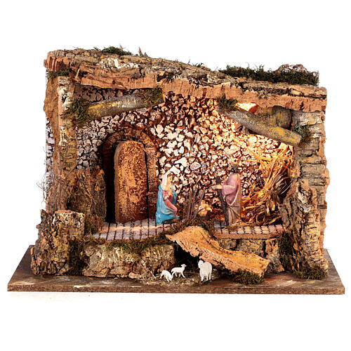 Stable with Holy Family for Nativity Scene with 10 cm characters 50x25x35 cm 1