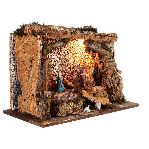 Nativity stable lighted for 10 cm nativity 50x25x35 cm 4