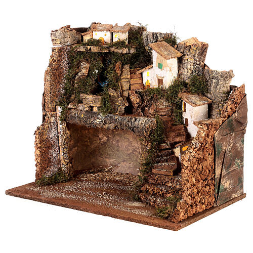 Grotta presepe 10 cm cascata borgo 45x30x38 3