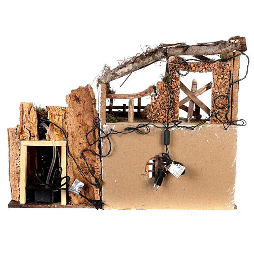 Cabaña para belén 16 cm Natividad cascada luces 7