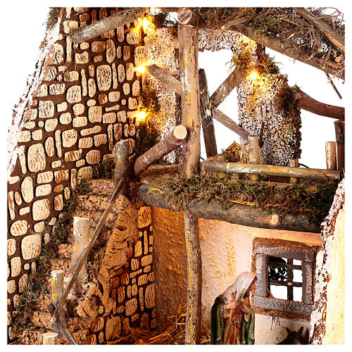Cabana para presépio com figuras de 16 cm Natividade cascada e luzes 4