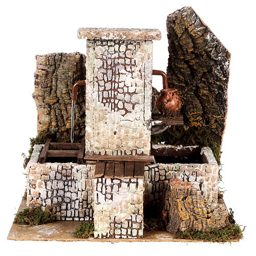 Fountain with water pump and double tap 25x20x25 cm for Nativity Scene with 12 cm characters 1