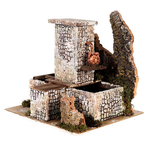 Fountain with water pump and double tap 25x20x25 cm for Nativity Scene with 12 cm characters 3