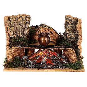 Fire effect flame cauldron figurine for 8 cm nativity 15x10x10