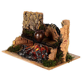 Fire effect flame cauldron figurine for 8 cm nativity 15x10x10