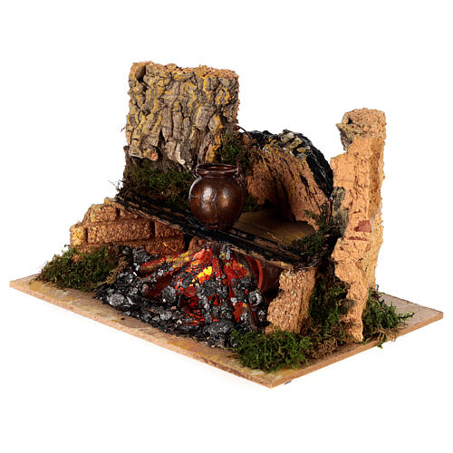 Fire effect flame cauldron figurine for 8 cm nativity 15x10x10 2