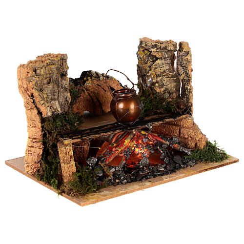 Fire effect flame cauldron figurine for 8 cm nativity 15x10x10 3