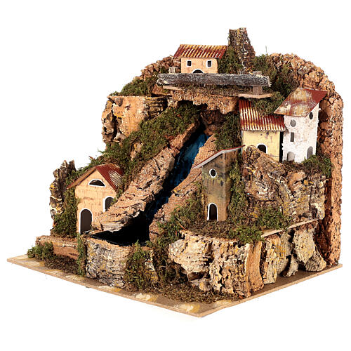 Miasteczko z potokiem do szopki 10 cm, 25x20x20 cm 3