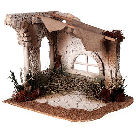 Arabic stable, cork and moss, for Nativity Scene with 12-14 cm characters, 30x30x30 cm