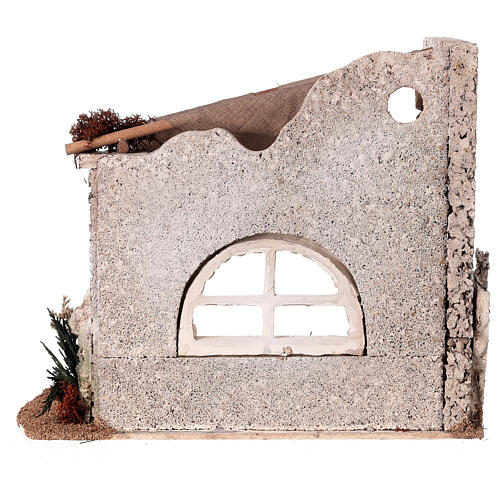 Arabic stable, cork and moss, for Nativity Scene with 12-14 cm characters, 30x30x30 cm 4