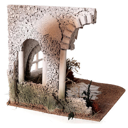 Cabana estilo árabe miniatura para presépio com figuras altura média 12-14 cm, cortiça e musgo; 29x30x29 cm 3