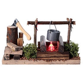 Campfire with flame effect LED for Nativity Scene of 10 cm