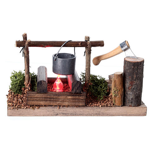 Campfire with flame effect LED for Nativity Scene of 10 cm 3