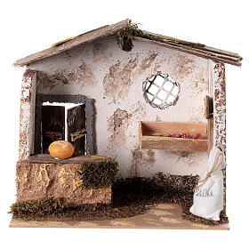Baker's shop, cork and wood, for Nativity Scene of 10 cm, 18x20x15 cm