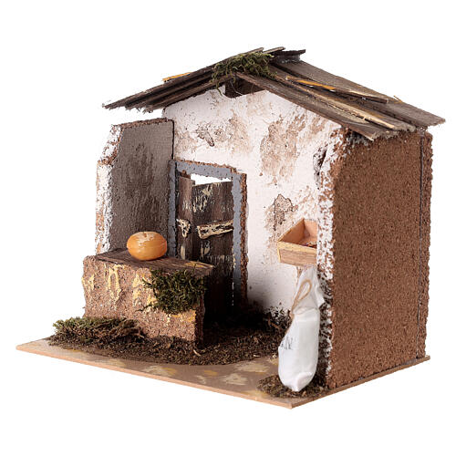 Baker's shop, cork and wood, for Nativity Scene of 10 cm, 18x20x15 cm 2