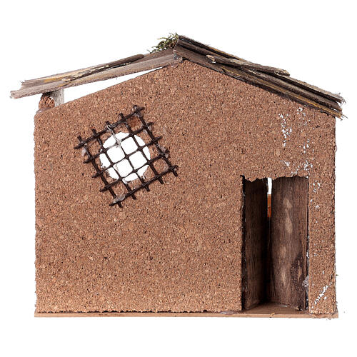 Baker's shop, cork and wood, for Nativity Scene of 10 cm, 18x20x15 cm 4