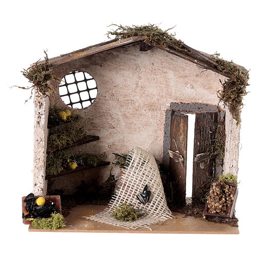 Fish shop, cork and wood, for Nativity Scene of 10 cm, 18x20x15 cm 1