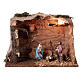 Stable with Nativity, cork, straw and light for Nativity Scene with 10 cm characters 25x35x20 cm s1