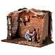 Stable with Nativity, cork, straw and light for Nativity Scene with 10 cm characters 25x35x20 cm s2