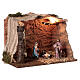 Stable with Nativity, cork, straw and light for Nativity Scene with 10 cm characters 25x35x20 cm s3