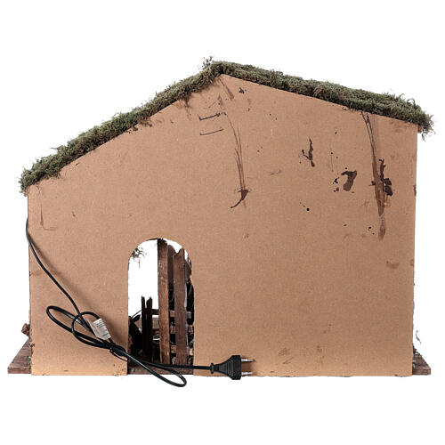 Capanna sughero Natività luce paglia presepe 16 cm 40x60x35 cm 4