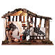 Stable with 16 cm Nativity set, wood and cork, light and fire, 35x50x30 cm s1