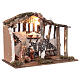 Stable with 16 cm Nativity set, wood and cork, light and fire, 35x50x30 cm s3