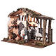 Cabaña belén 16 cm Natividad madera corcho luz fuego 35x50x30 cm s2