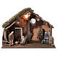 Brick stable with lights and fountain, Nativity set with 16 cm characters, 45x60x35 cm s1