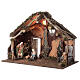Estábulo cortiça e madeira com luz e fontanário, Natividade com figuras de 16 cm, 45x60x35 cm s2