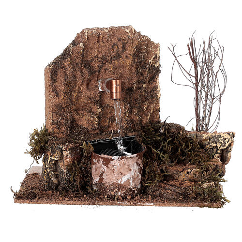 Fountain with bush and steps, water pump, 15x15x10 cm, for Nativity Scene of 10-12 cm 1