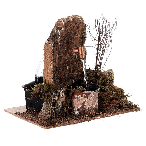 Fountain with bush and steps, water pump, 15x15x10 cm, for Nativity Scene of 10-12 cm 3