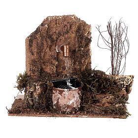 Fontana con pompa ramoscelli scalini 15x15x10 cm per presepe 10-12 cm