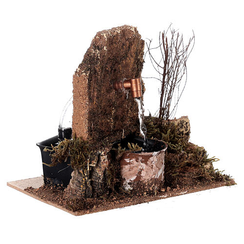 Fontana con pompa ramoscelli scalini 15x15x10 cm per presepe 10-12 cm 3