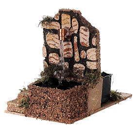 Stone fountain with stepds and water pump, 15x15x10 cm, for Nativity Scene of 10 cm