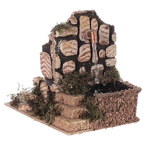 Fountain with pump 15x15x10 cork bricks steps for 10 cm nativity scene 3