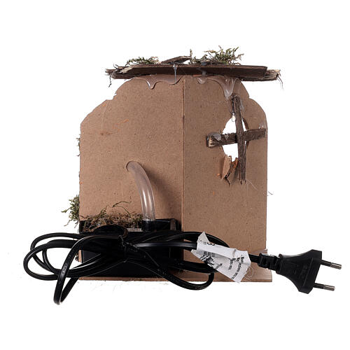 Fontana pompa tettoia mattoncini sughero 15x15x10 cm presepe 10 cm 4
