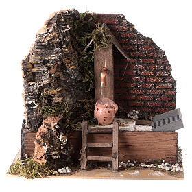 Cork washouse with jug and water pump for Nativity Scene of 10-12 cm 15x20x15 cm