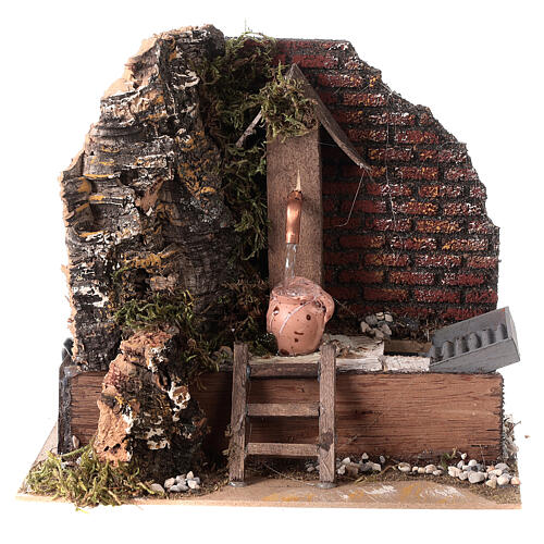 Cork washouse with jug and water pump for Nativity Scene of 10-12 cm 15x20x15 cm 1